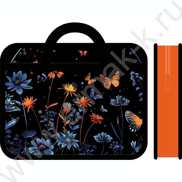 Папка д/тетрадей А4 пластик с ручками, широкая Цветы и бабочки | Фото 1