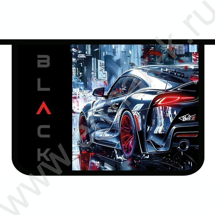 Папка д/тетрадей А4 пластик молния сверху, печать на картоне Black car | Фото 1