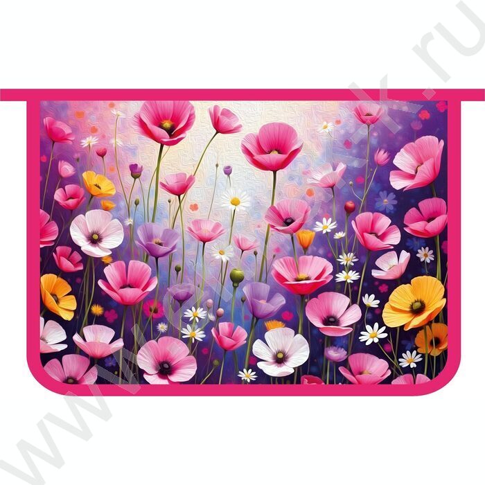 Папка д/тетрадей А4 пластик молния сверху, печать на картоне Цветы | Фото 1