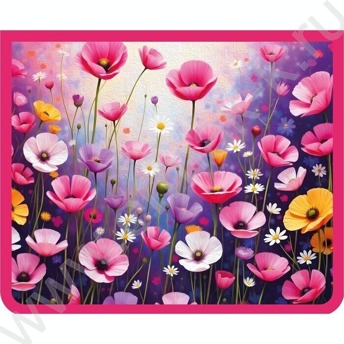 Папка д/тетрадей А5 фольгированный картон молния сверху Цветы | Фото 1