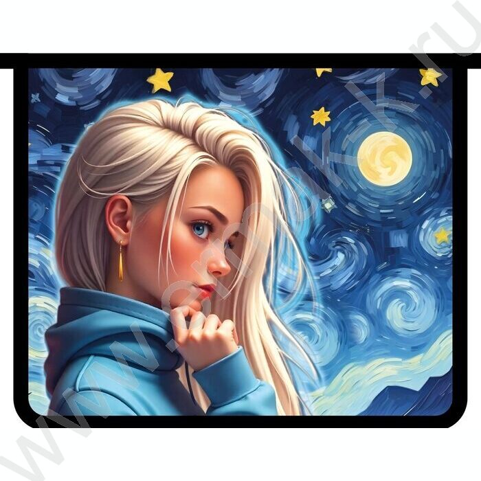 Папка д/тетрадей А5 пластик молния сверху Звездная леди | Фото 1