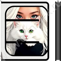 Папка д/труда А4 пластик молния вокруг Девушка и кот NEW | Фото 1
