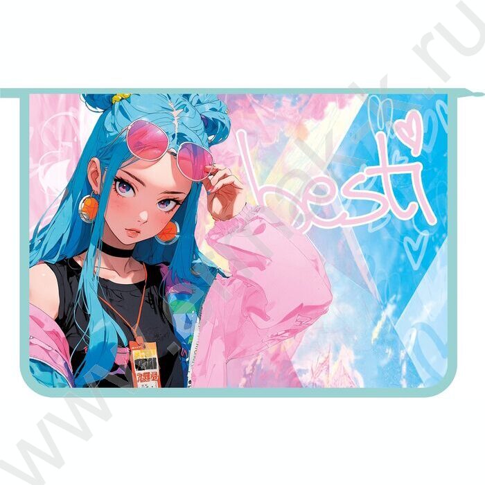 Папка д/труда А4 пластик молния сверху, широкая Современная девушка | Фото 1