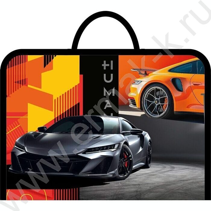 Папка д/труда А4 пластик, молния вокруг, ручки-тесьма Sport car | Фото 1