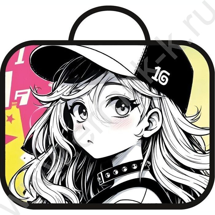 Папка школьника А4 ткань, широкая, с ручками+твердое дно "Аниме девушка" NEW | Фото 1