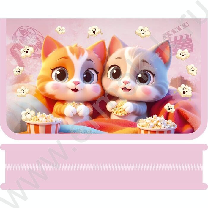 Пенал б/наполн. 1молния 190*115мм Котики /большой | Фото 1