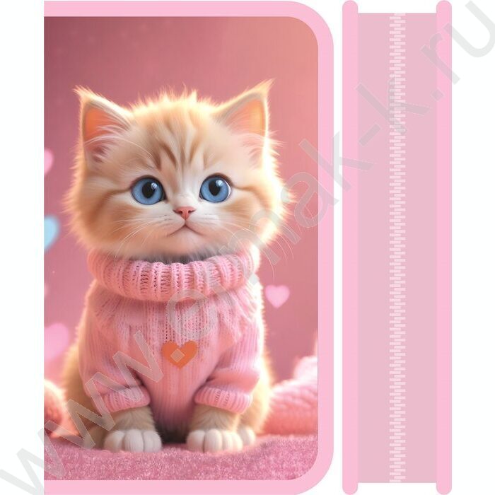 Пенал б/наполн. 1молния 205*115мм МАХ Розовый пушистик /большой | Фото 1