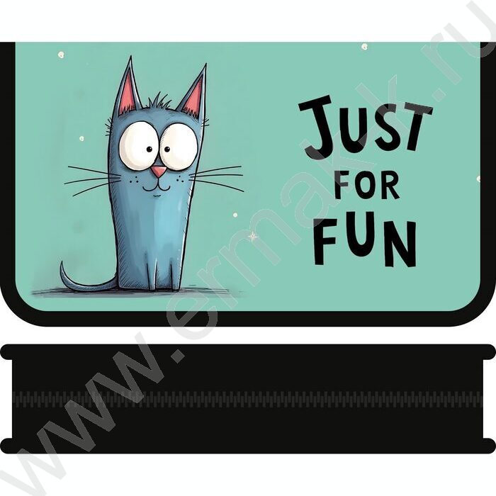 Пенал б/наполн. 1молния 190*115мм Забавный кот /большой с откидной планкой | Фото 1