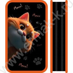 Пенал б/наполн. 2молнии 190*105мм Meow /большой, тканевый торец NEW | Фото 1