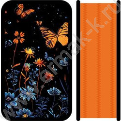 Пенал б/наполн. 3молнии 190*105мм Цветы и бабочки /большой, тканевый торец NEW | Фото 1