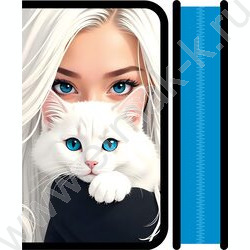 Пенал б/наполн. 1молния 190*115мм SOFT Девушка и кот NEW | Фото 1