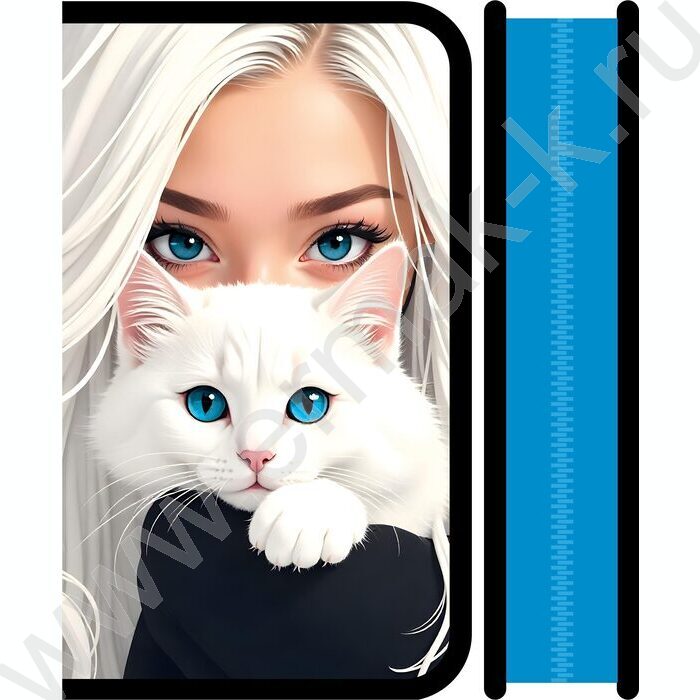 Пенал б/наполн. 1молния 190*115мм SOFT Девушка и кот | Фото 1