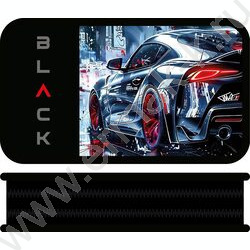 Пенал б/наполн. 2молнии 190*105мм SOFT Black car /тканевый торец NEW | Фото 1