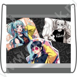 Сумка д/обуви 420*340 с карманом, светоотражающая полоса, на молнии "Девочки аниме" NEW | Фото 1