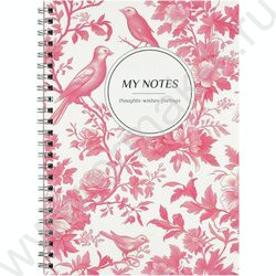 Блокнот  48л А5 спираль "Розовые птицы" клетка/мат.лам. NEW | Фото 1