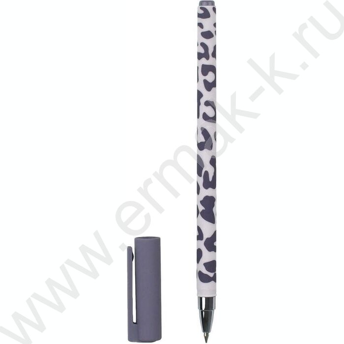 Ручка шар 0,5мм синяя Леопард сиреневый /софт-тач// | Фото 1