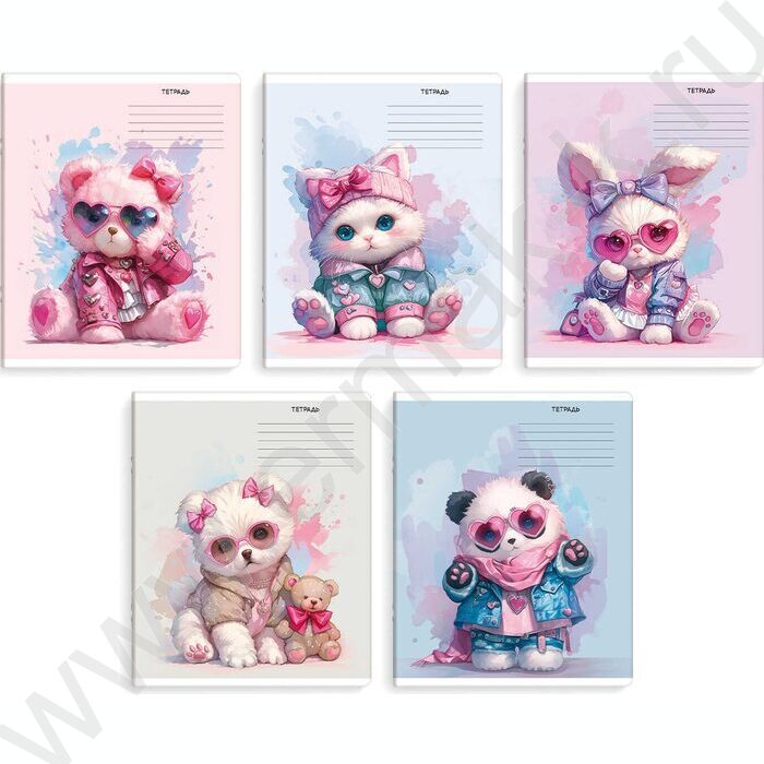 Тетрадь  18л клетка "Дерзкие зверушки" /выборочный  УФ-лак/ ассорти | Фото 1