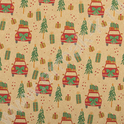 Бумага упаковочная  70*100см Christmas Kraft 1л в рулоне / 10 дизайнов/ассорти | Фото 2