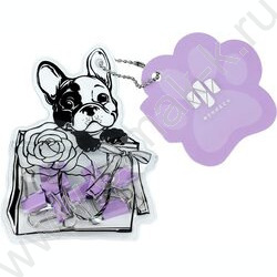 Зажим набор - 10шт "Милый мопс" сиреневый/ ПВХ-пакет с многоразовой струнной застёжкой (зип-л NEW | Фото 1
