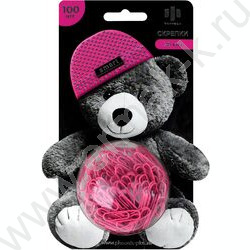 Скрепки 28мм /100шт малиновые "Мишка в шапочке" NEW | Фото 1