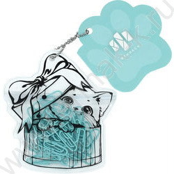 Скрепки 28мм / 40шт мятные "Котёнок в коробке" /ПВХ-пакет с многоразовой струнной застёжкой (зип NEW | Фото 1