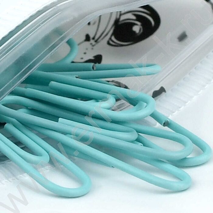 Скрепки 28мм / 40шт мятные "Котёнок в коробке" /ПВХ-пакет с многоразовой струнной застёжкой (зип | Фото 4