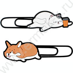 Закладка-скрепка "Кот и корги"  /набор 2шт  /ассорти NEW | Фото 2