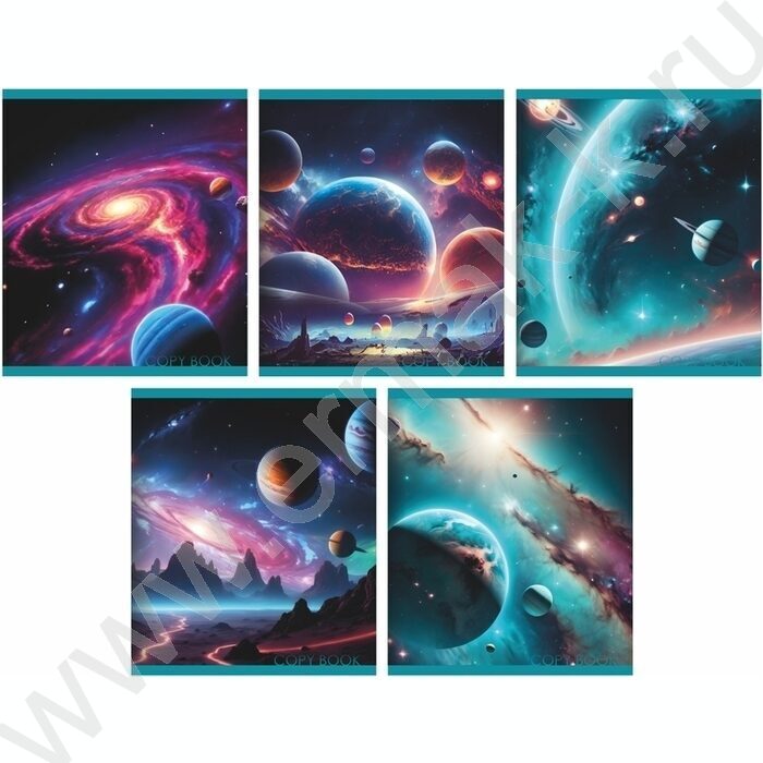 Тетрадь  48л клетка "Галактика" /мел.карт. /ассорти | Фото 1