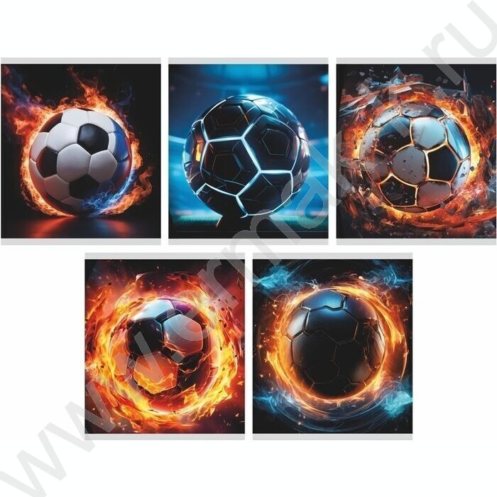 Тетрадь  48л клетка "Футбольный мяч" /мел.карт. /ассорти | Фото 1