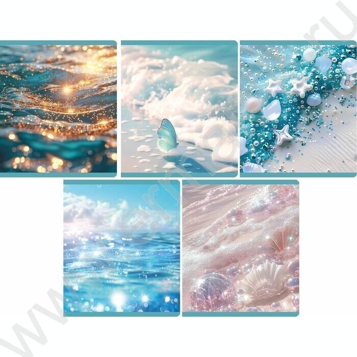 Тетрадь  48л клетка "Морские краски" /мел.карт., глянц.лам. /ассорти | Фото 1