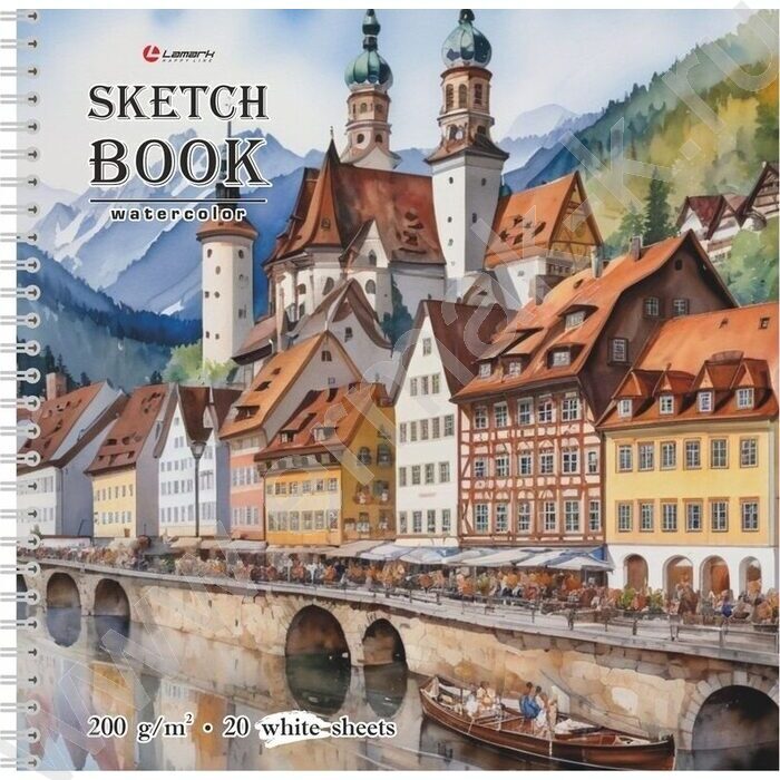 Скетчбук  20л 200*200 спираль сбоку "Старинный город" /тв.обл., бумага акварельная 200 г/кв.м | Фото 1