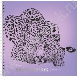 Скетчбук  50л 200*200 спираль сбоку "Леопард" /тв.обл., офсетная бумага  100 г/кв.м | Фото 1