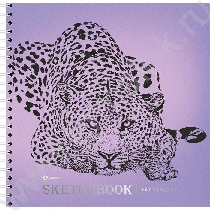 Скетчбук  50л 200*200 спираль сбоку "Леопард" /тв.обл., офсетная бумага  100 г/кв.м | Фото 1
