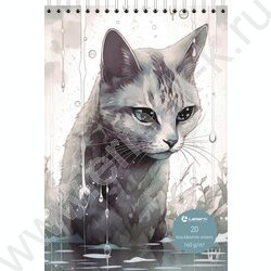 Скетчбук  20л А5 спираль сверху "Дождь" /твердая подложка, черная и белая бумага  160г/кв.м NEW | Фото 1