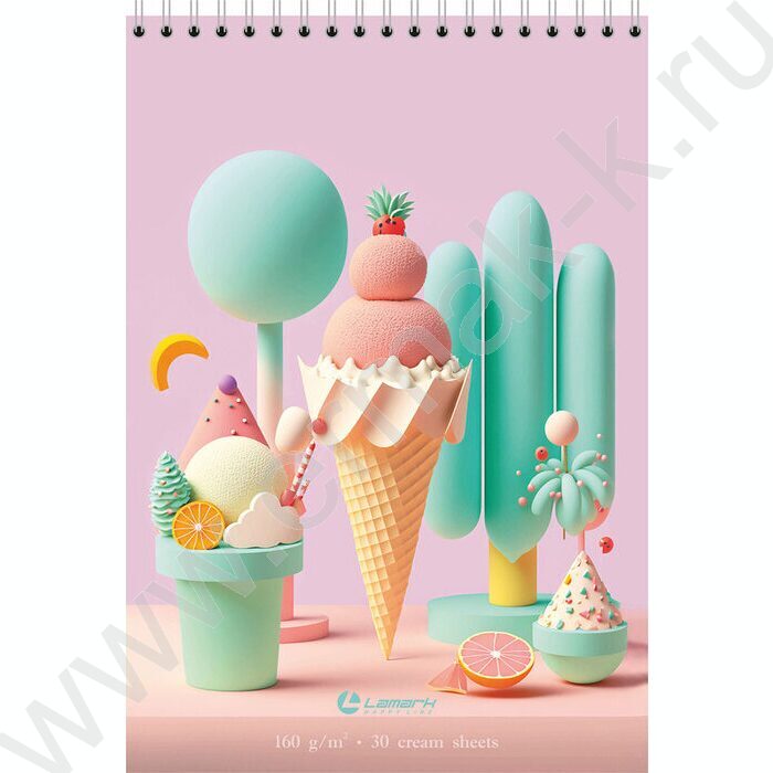 Скетчбук  30л А5 спираль сверху "Воздушная нежность" /твердая подложка, кремовая бумага  160г/кв | Фото 1