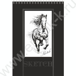 Скетчбук  40л А5 спираль сверху "Серебро - Лошадка" /выбор. УФ лак, твердая подложка, 100г/кв.м | Фото 1