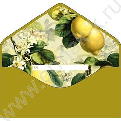 Конверт д/денег  83*167мм  "Лимоны" NEW | Фото 2
