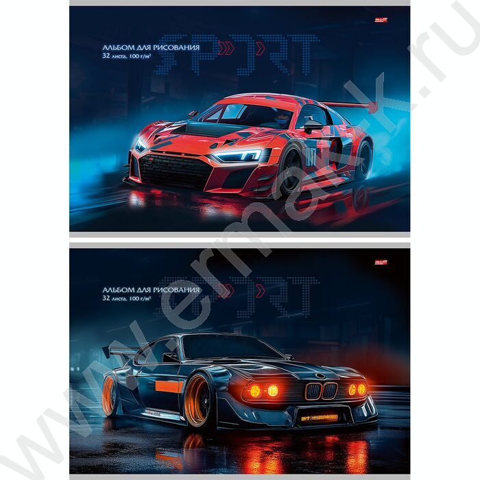 Альбом д/рисования 32л "Спортивное авто-1" ассорти | Фото 1