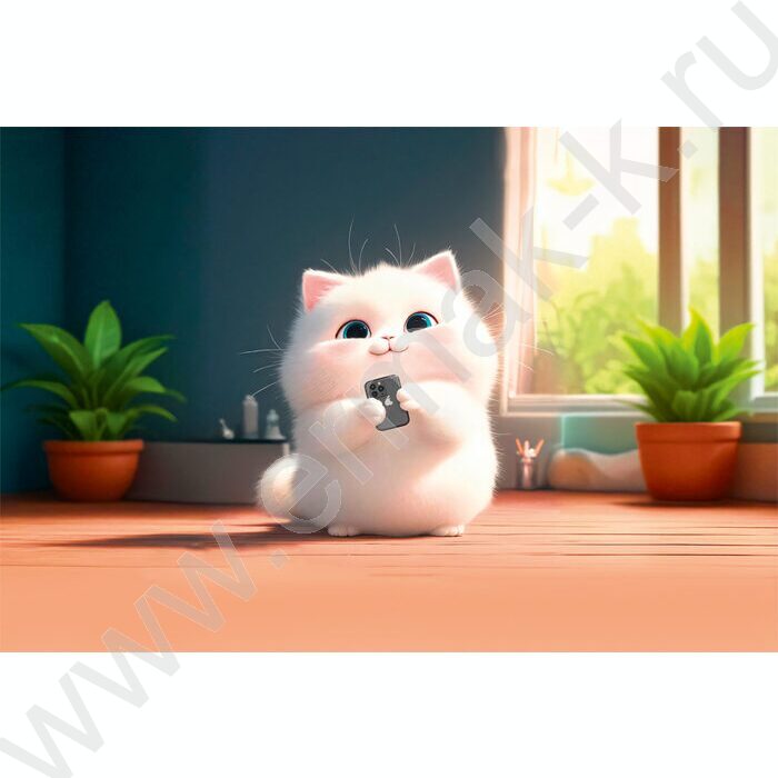 Альбом д/рисования-склейка 32л "Котик с телефоном-1" | Фото 3