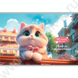 Альбом д/рисования 40л "Зеленоглазая кошка" NEW | Фото 1