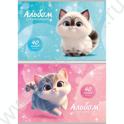 Альбом д/рисования 40л "Котики-3" ассорти NEW | Фото 1