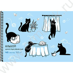 Альбом д/рисования-спираль 48л "Непоседливые котики" /твин-лак/ ассорти NEW | Фото 2