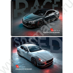 Альбом д/рисования-спираль 48л "Чёрно-белый автодуэт" /твин-лак/ ассорти NEW | Фото 1