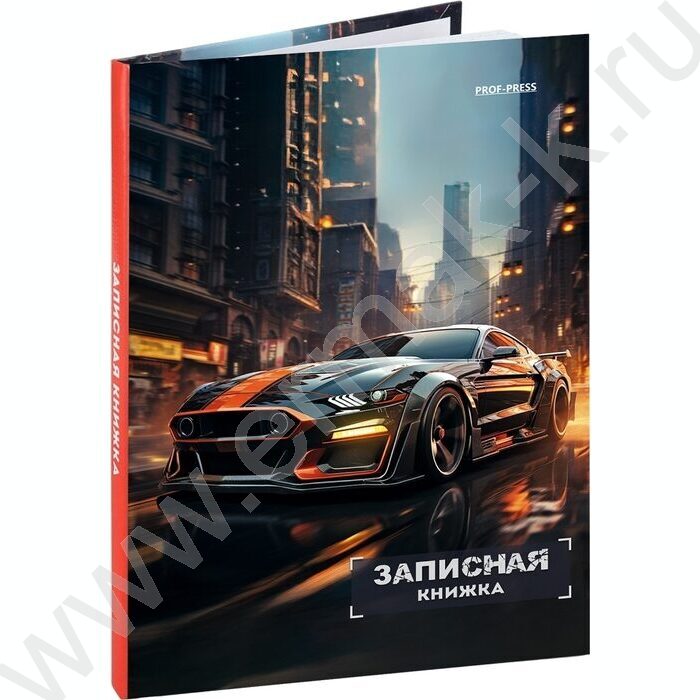 Зап. книжка  48л А6 тв.обл. "Спортивный автомобиль в городе" /глянец/лен/ | Фото 1