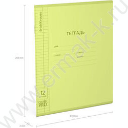 Тетрадь  12л клетка с пластиковой обложкой "Классика CoverPrо Neon" /желтый NEW | Фото 3