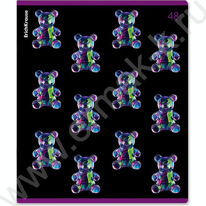 Тетрадь  48л клетка "Jelly Bear" /метал.лам. /ассорти | Фото 3