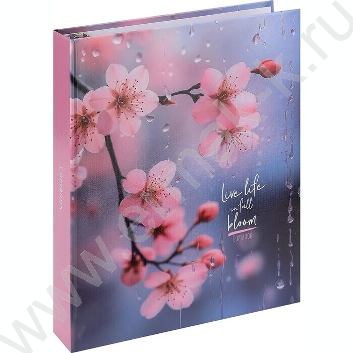 Тетрадь  80л клетка/кольца "Нежная сакура" /глянец/лён | Фото 1