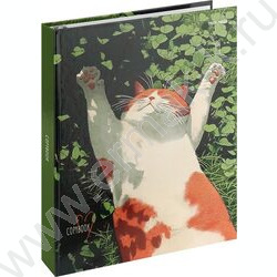 Тетрадь  80л клетка/кольца "Солнечный котик в траве" /глянец/лён NEW | Фото 1