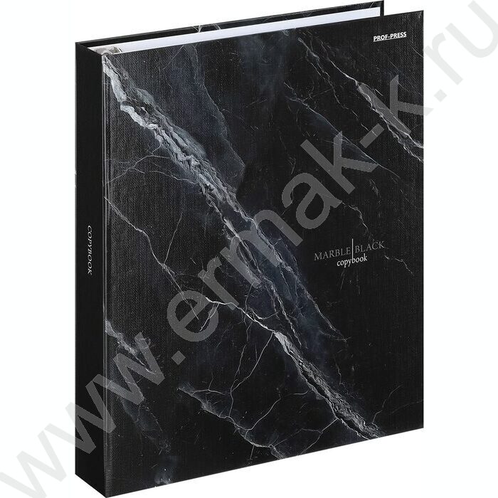 Тетрадь  80л клетка/кольца "Чёрный мрамор-15" /глянец/лён | Фото 1