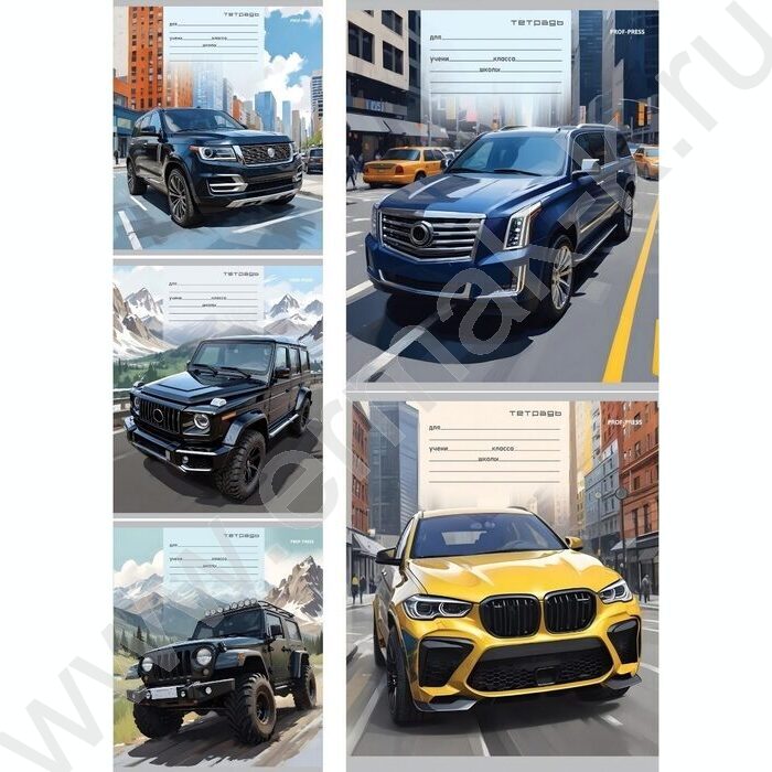 Тетрадь  12л линейка косая дополнительная "Разные автомобили-11" 5видов | Фото 1